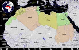 Free, public domain map of Northern Africa