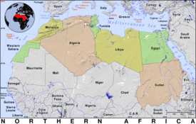 Free, public domain map of Northern Africa