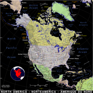 Free, public domain map of North America