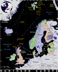 Free, public domain map of Northern Europe