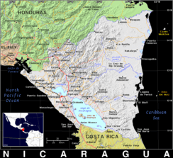 Free, public domain map of Nicaragua
