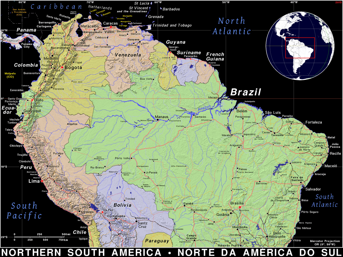 Northern South America Public Domain Maps By Pat The Free Open