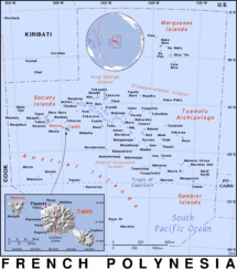 Free, public domain map of French Polynesia