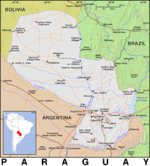 Free, public domain map of Paraguay