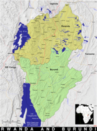 Free, public domain map of Rwanda and Burundi