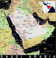 Free, public domain map of Saudi Arabia