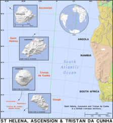 Free, public domain map of St Helena, Ascension and Tristan da Cunha