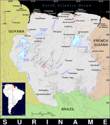 Free, public domain map of Suriname