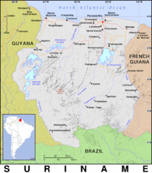 Free, public domain map of Suriname