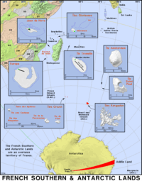 Free, public domain map of French Southern and Antarctic Lands