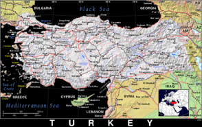Free, public domain map of Turkey