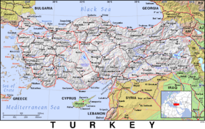 Free, public domain map of Turkey