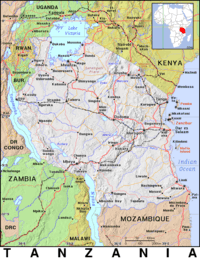 Free, public domain map of Tanzania