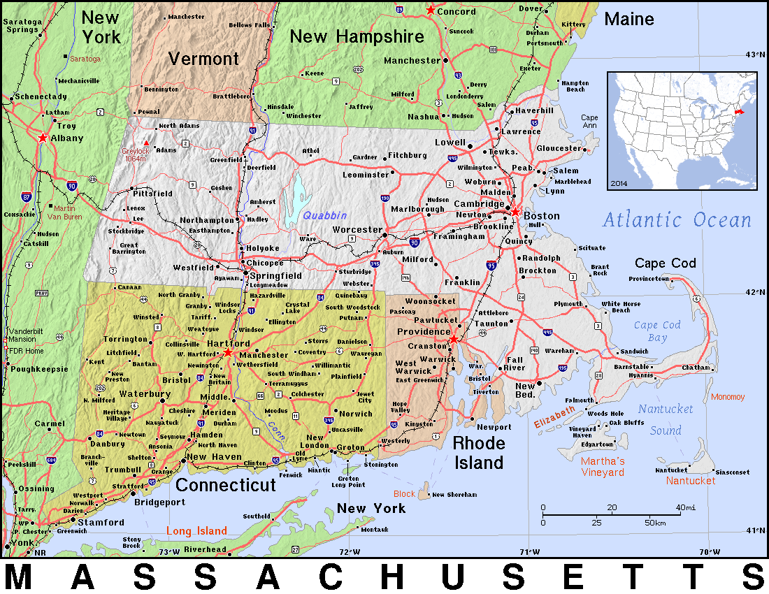 Ma · Massachusetts · Public Domain Maps By Pat The Free Open Source