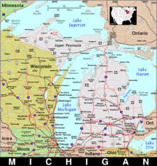 Free, Public Domain map of Michigan