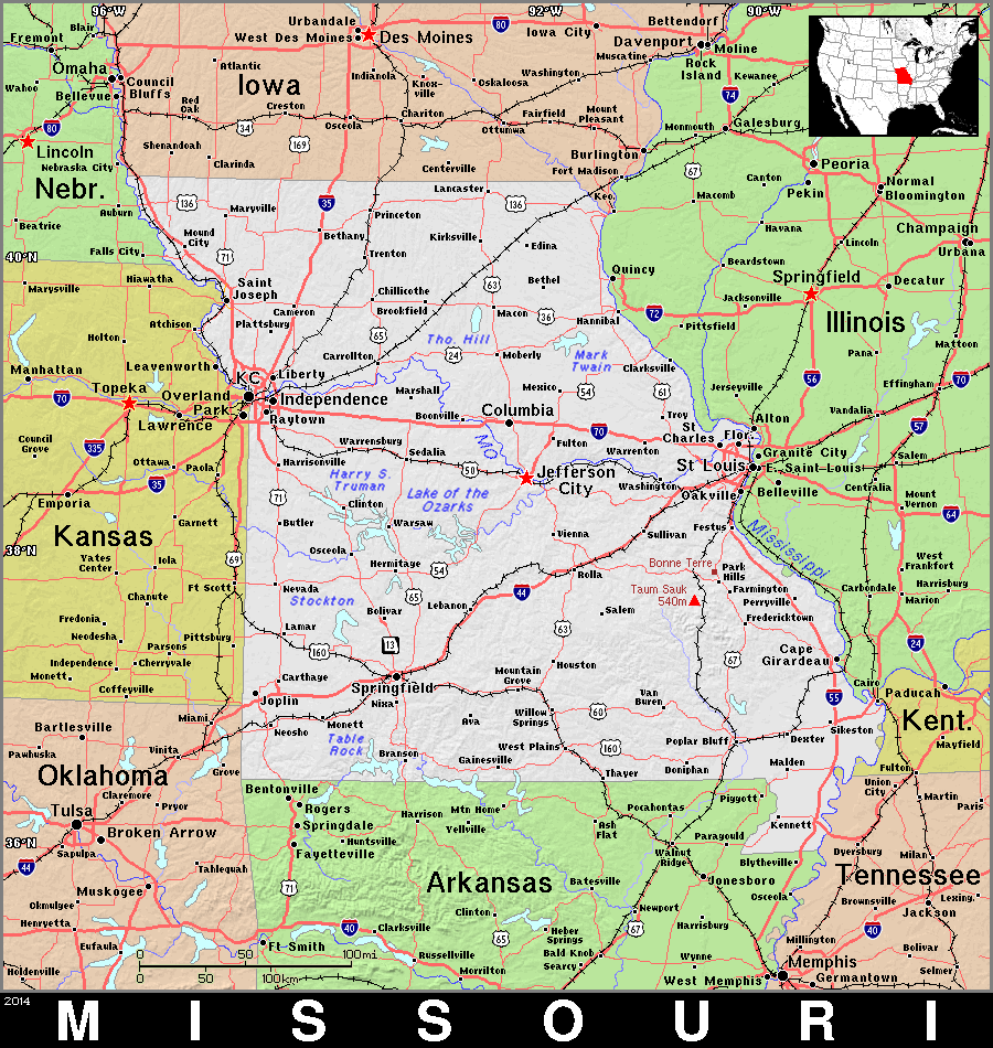 Missouri State Map With Cities Map