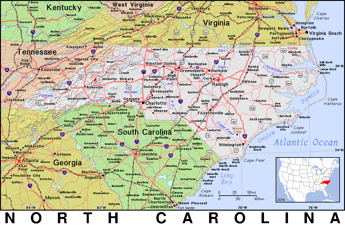 Nc North Carolina Public Domain Maps By Pat The Free Open Source Portable Atlas