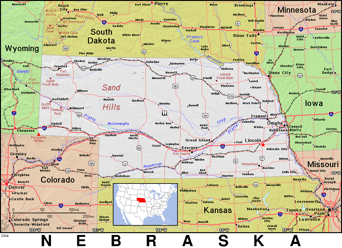 NE · Nebraska · Public Domain maps by PAT, the free, open source
