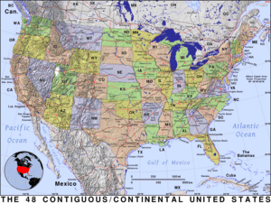 Free, public domain map of Continental United States