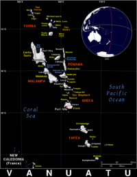 Free, public domain map of Vanuatu