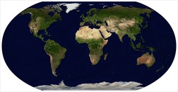 World map: Blue Marble hill-shaded with ETOPO2v2; includues political boundaries on land