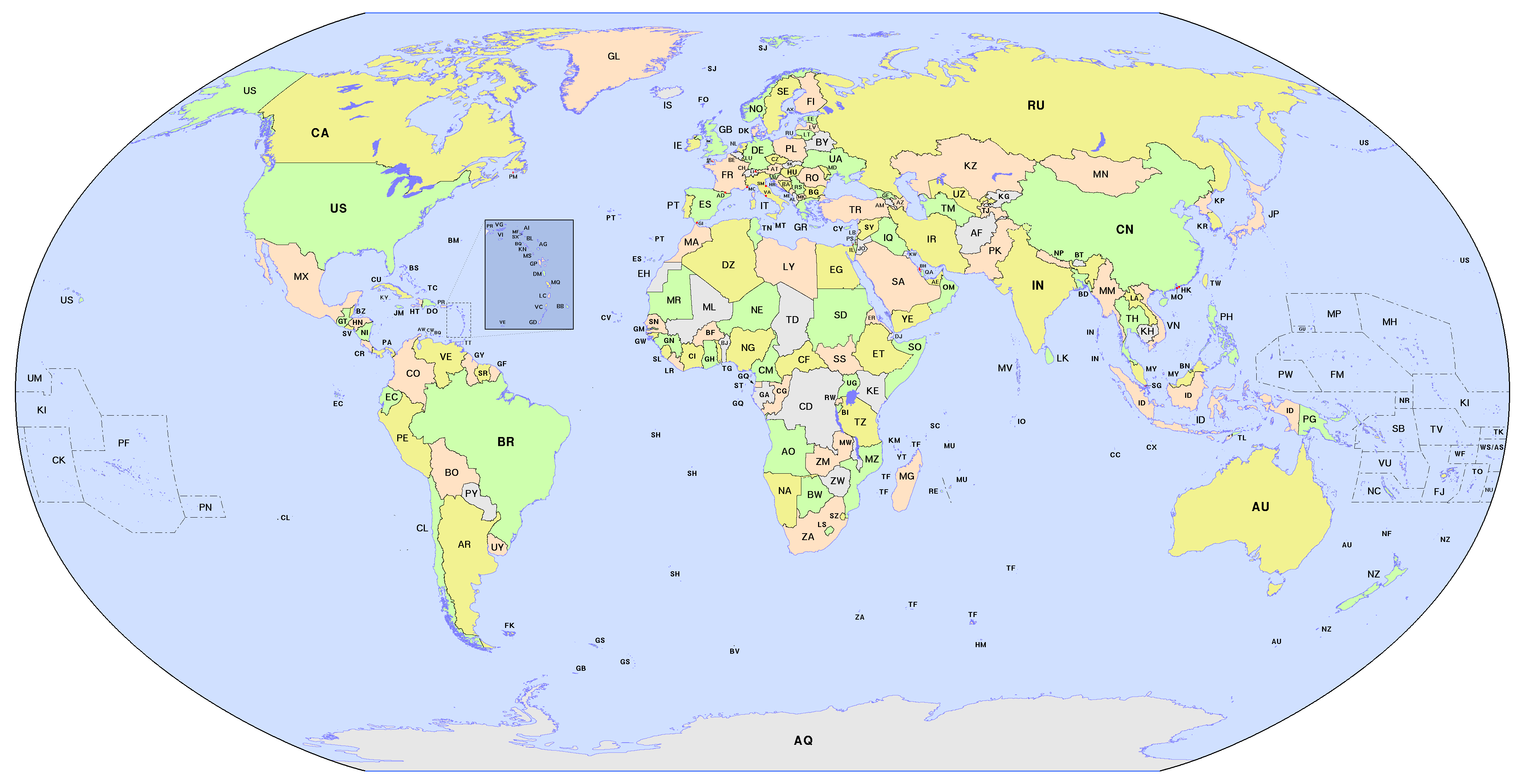 World Countries Blue Iso 