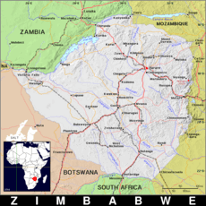 Free, public domain map of Zimbabwe